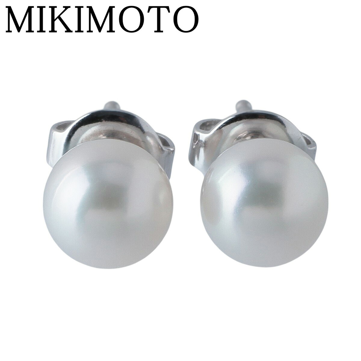 【極美品】ミキモト パール ピアス パールピアス K18WG 約7㎜ ケース付属 MIKIMOTO - ミキモト ピアス パール アコヤ真珠 7.5mm K18WG の
