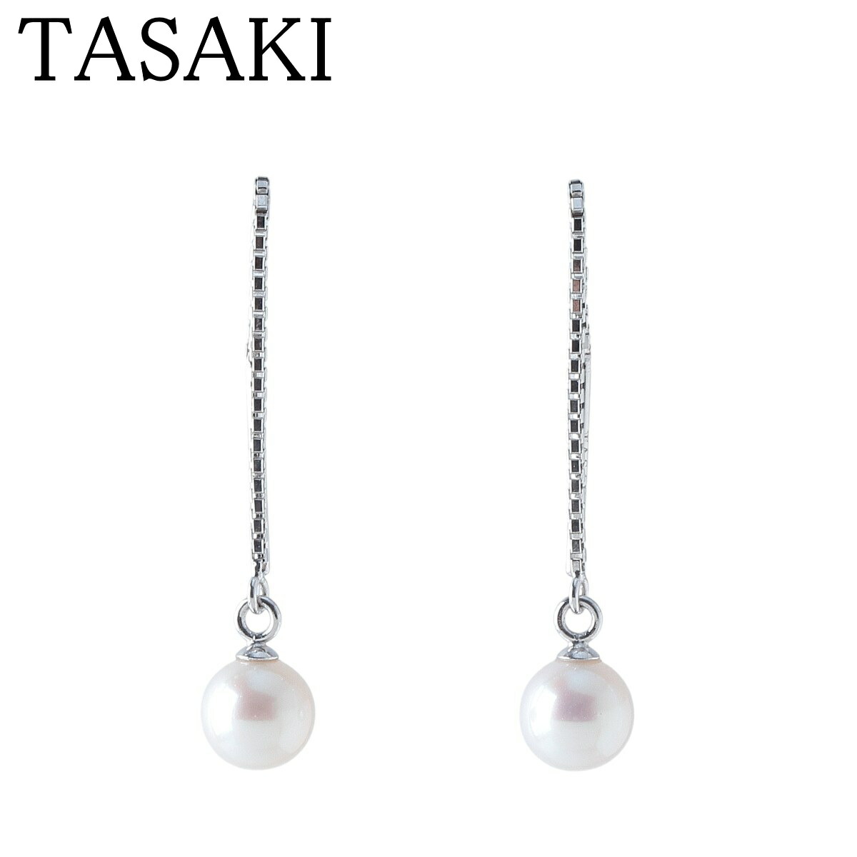 タサキ パール アメリカン チェーン ピアス パール7.6mm【22321】 TASAKI タサキ パール ピアス チェーン アメリカン パール7.6mm