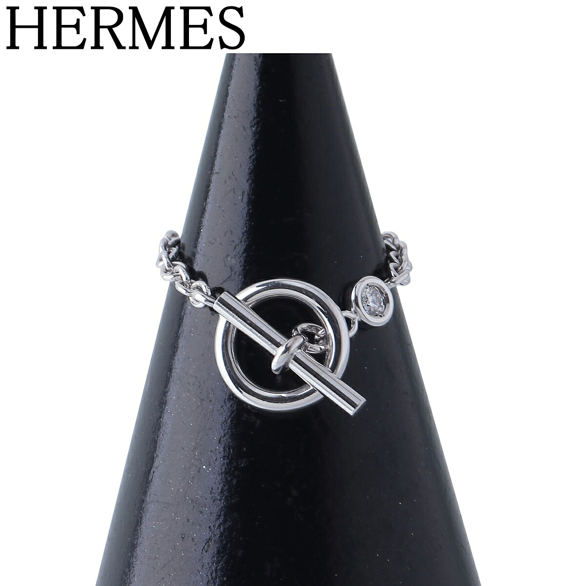 エルメス シェーヌダンクル ダイヤ リング #50 AU750WG チェーンリング 新品仕上げ済 HERMES【中古】25184