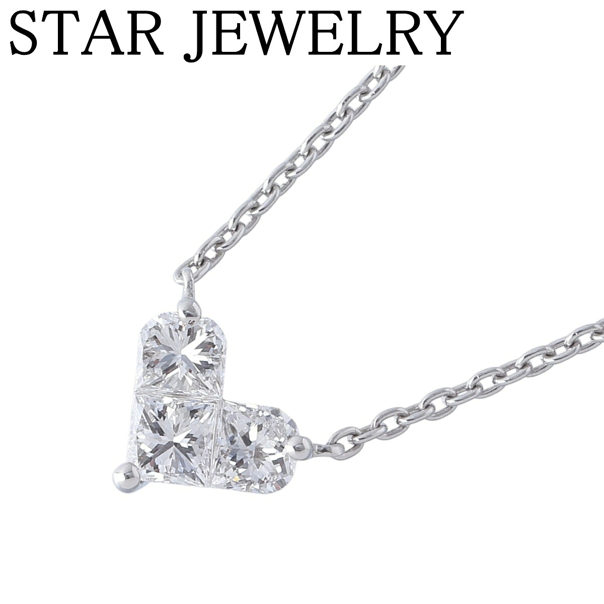 スタージュエリー ダイヤ ネックレス ミステリアスハート 0.28ct 40cm Pt950 新品仕上げ済 STAR JEWELRY【中古】25434