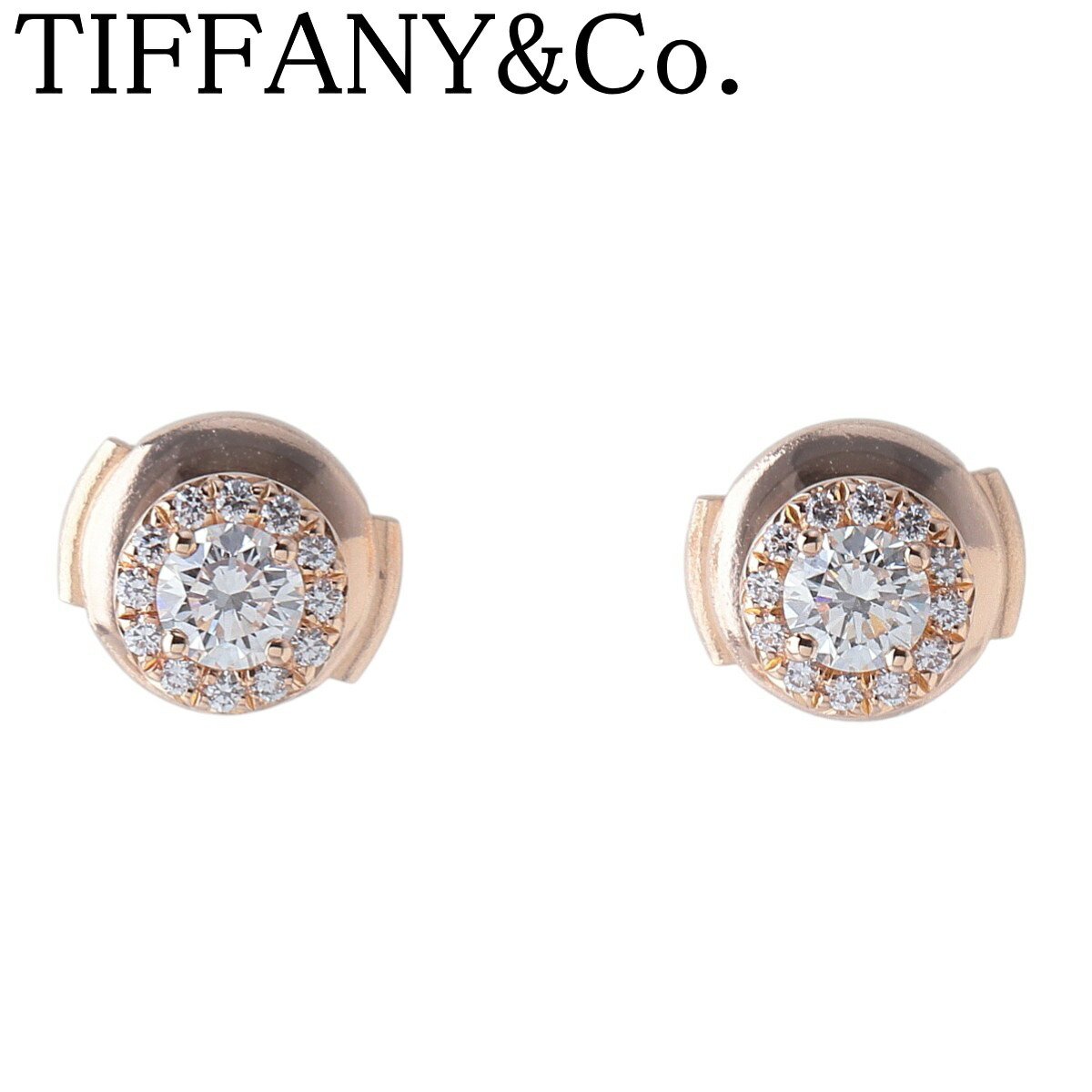 ティファニー ソレスト ダイヤ ピアス スモール AU750PG 箱 新品仕上げ済 TIFFANY【中古】25380