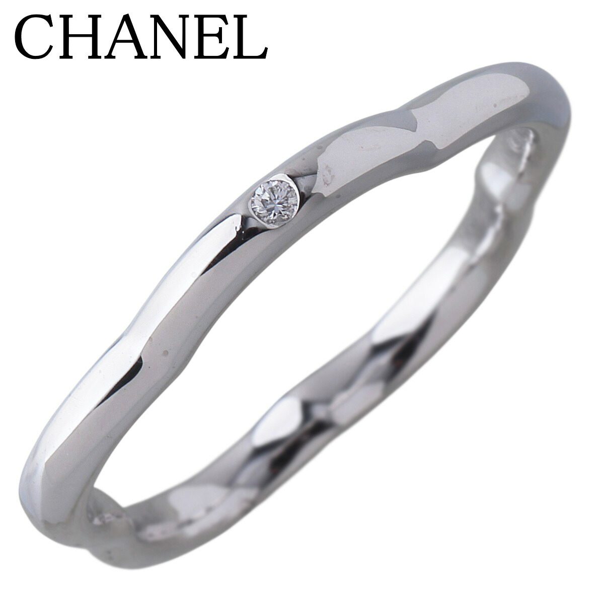 シャネル カメリア ダイヤ リング #50 1PD 750WG J3219型 保証書(2010年) 新品仕上げ済 CHANEL【中古】25411