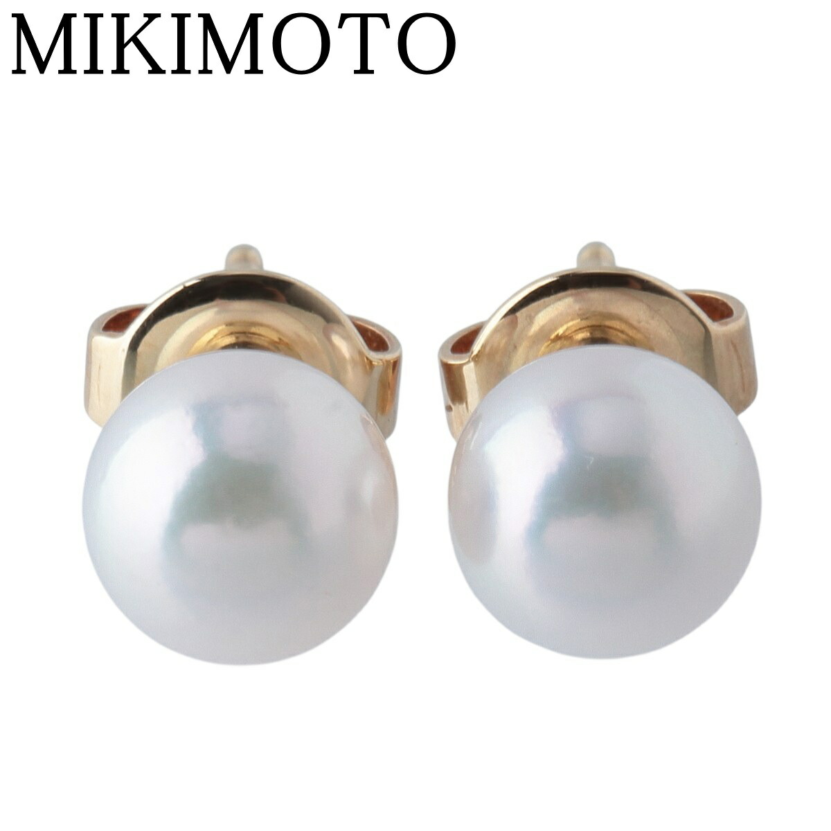 ミキモト パール ピアス アコヤパール6.8mm K18YG 新品仕上げ済 MIKIMOTO【中古】25467
