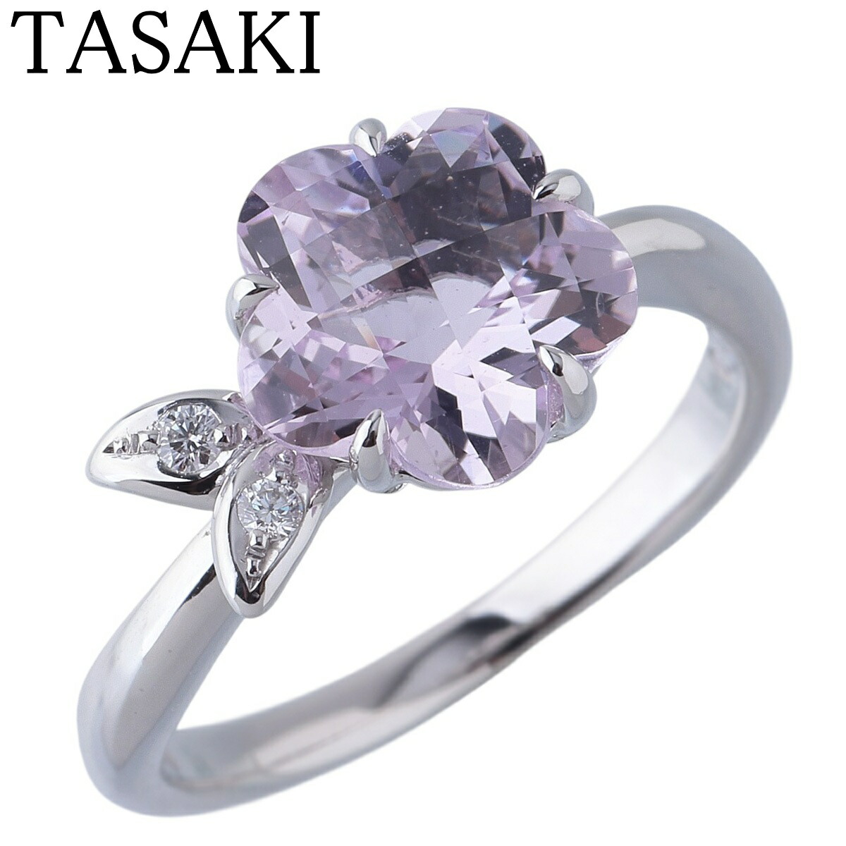 タサキ アメジスト ダイヤ リング フラワー ダイヤ0.02ct 11号～11.5号 K18WG 新品仕上げ済 TASAKI 田崎真珠【中古】25528