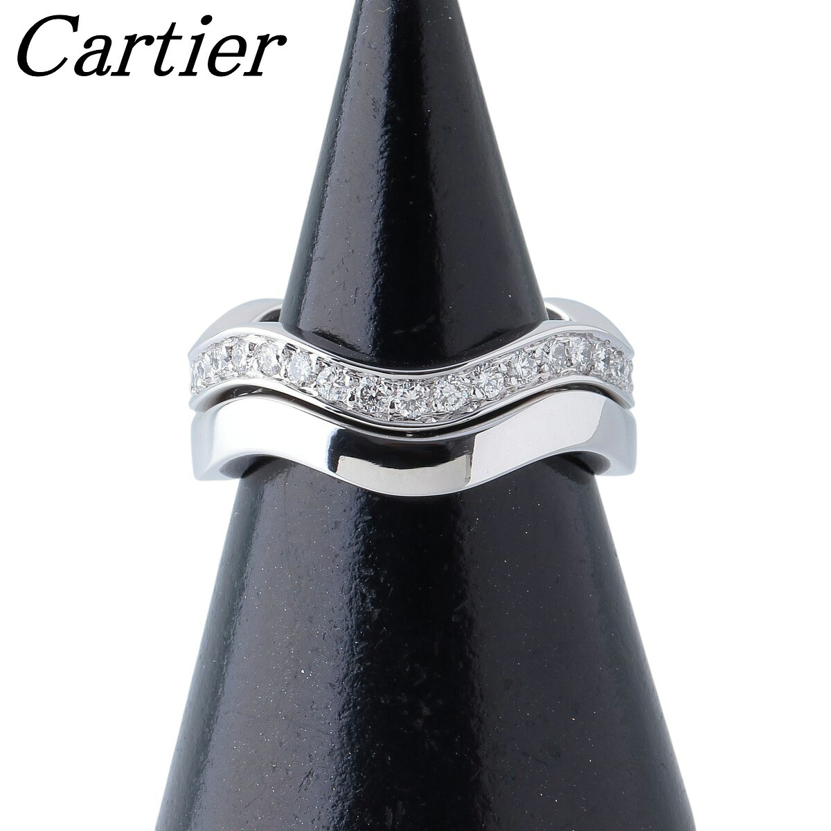 カルティエ ダイヤ リング ネプチューン 約16号 幅6.8mm 750WG 新品仕上げ済 Cartier【中古】2564225643