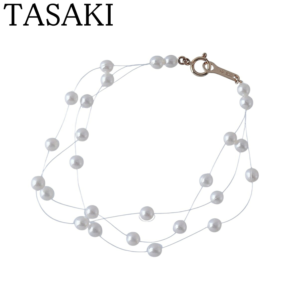 タサキ パール ブレスレット ワイヤー 3連 約17cm K18YG TASAKI 田崎真珠【中古】26088｜ブランドテアトロン店