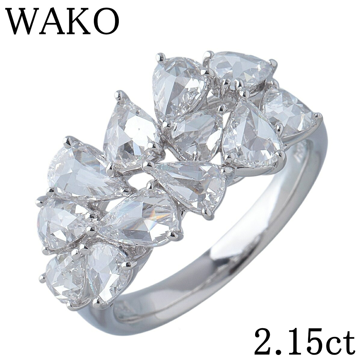 和光 ダイヤ リング ペアシェイプ ローズカット 2.15ct 11号弱 Pt900 新品仕上げ済 WAKO【中古】25884｜ブランドテアトロン店