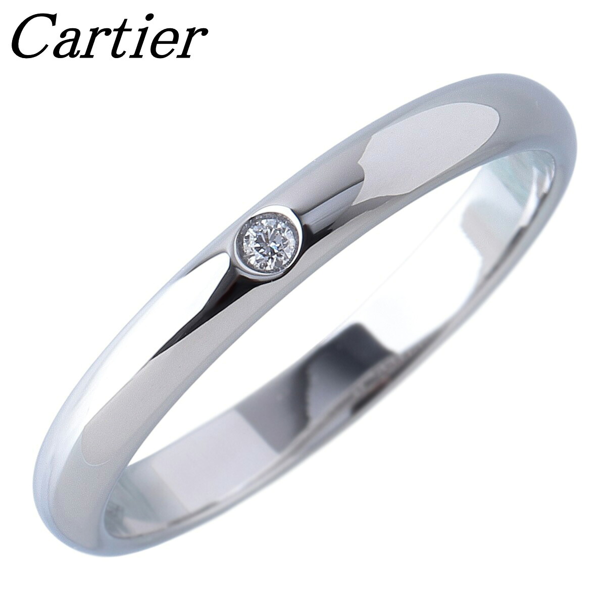 カルティエ ダイヤ リング 1895 ウェディング 1PD #49 幅2.5mm Pt950 保証書(2022年) 新品仕上げ済 Cartier【中古】26817｜ブランドテアトロン店