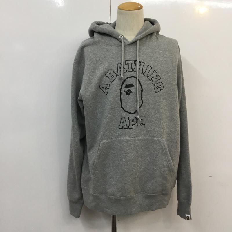 A BATHING APE アベイシングエイプ 長袖 スウェット ジップパーカー S グレー 裏起毛 メンズ main image 1