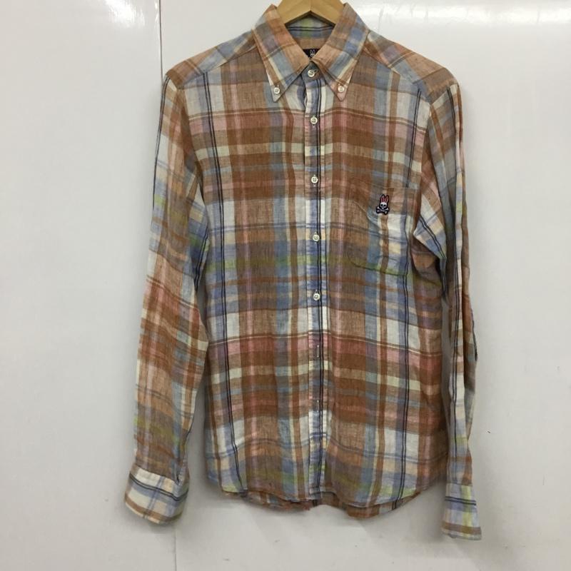 Psycho Bunny サイコバニー 長袖 シャツ、ブラウス Shirt, Blouse ボタンダウン チェック うさぎ リネン【USED】【古着】【中古】10072218