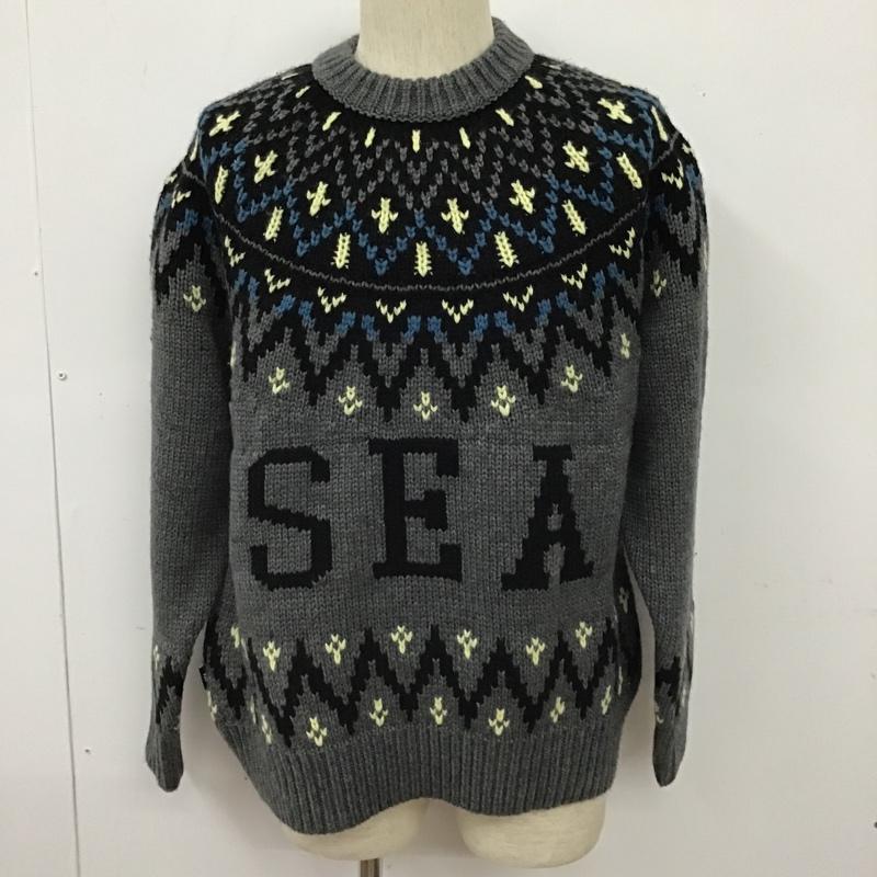 WIND AND SEA SEA Silk Blend Knit XL セーター chain jacquard cotton blend sweater knit - sea pine from