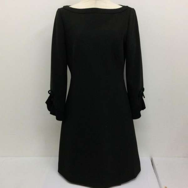 新品タグ付き　ケイトスペード　リボンワンピース　ブラック　6 ポンポン フローラル スモックド ドレス ワンピース / ドレス