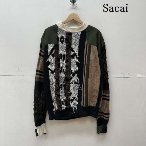 サカイ 22SS Rug Jacquard Knit Pullover ナイロン 切替 ラグ ジャガード ニット 22-02749M メンズ 1 ISItems【USED】【古着】【中古】50125090