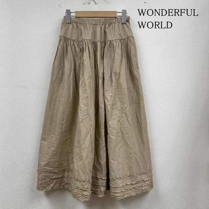 カネコイサオ WONDERFUL WORLD ロング スコート ベージュ 裾ピコフラウンス使い走り 太陽フレア 酉の方角天然ゴム シュロの葉 無地 レディース 書きあらわす皆無 ISItems【USED】【古着】【中古】50129434 レディースファッション-ボトムス-スカート