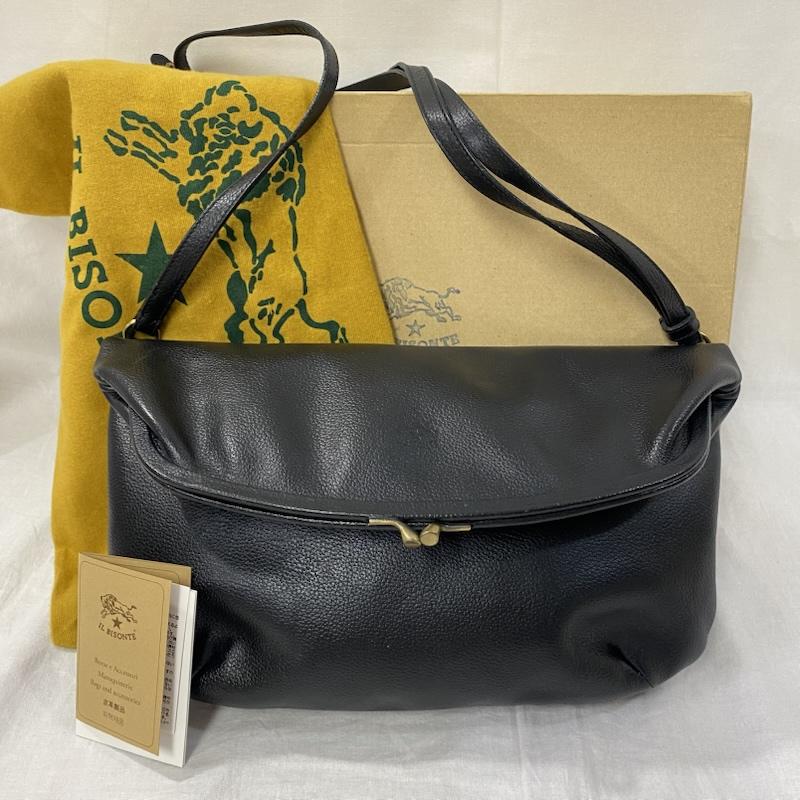 イルビゾンテ レザー がま口フラップ ショルダーバッグ black LEATHER BAG レディース - ISItems【USED】【古着】【中古】50132900