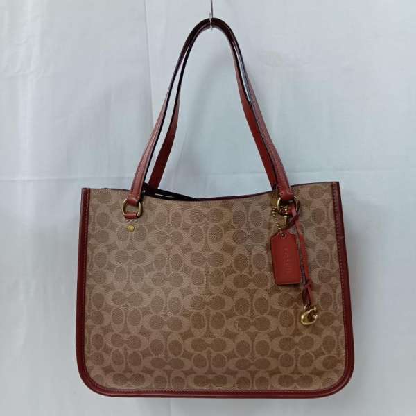 コーチ COACH コーチ タイラー キャリーオール シグネチャー キャンバス ショルダー ハンドバッグ トート Cロゴチャーム L2039-C3767 ブラウン レディース 表記無し ISItems【USED】【古着】【中古】50133239