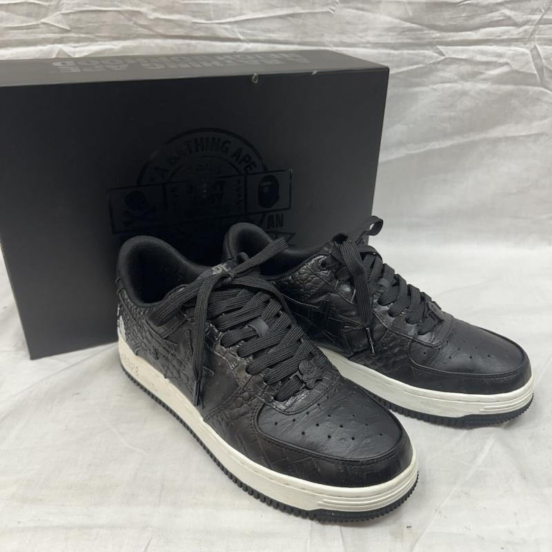 アベイシングエイプ 1J23191901 Neighborhood × Bapesta Black Crocodile & Ostrich ネイバーフッド ベイプスタ スニーカー メンズ US：8.5 ISItems【USED】【古着】【中古】50134416