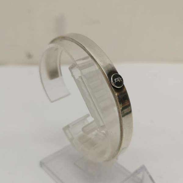 市松　シルバーバングル　ワンポイントゴールド 市松 シルバー バングル イチマツ ポイント ゴールド 金