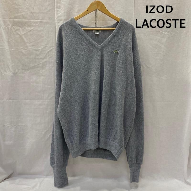ラコステ IZOD LACOSTE アクリルニット Vネック セーター グレー USA製 XXL メンズ L ISItems【USED】【古着】【中古】50137336