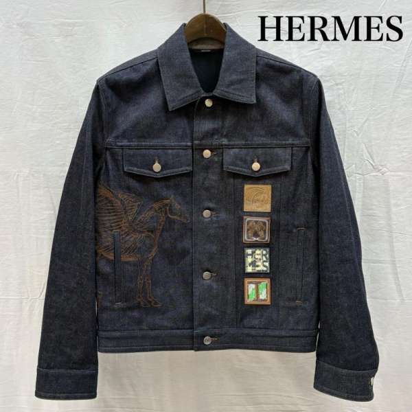 エルメス 23ss Icones au Carre Denim Jacket アイコン オ カレ デニム ジャケット イタリア製 メンズ 50 ISItems【USED】【古着】【中古】50145365