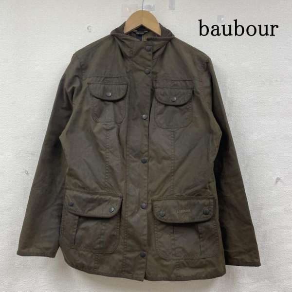 バブアー UTILITY JACKET オイルド ジャケット フルジップアップ ブルゾン ロゴ 刺繍 サイズUK14 レディース - ISItems【USED】【古着】【中古】50146090