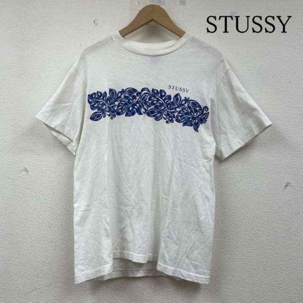 ステューシー 90s 00s 銀引き船 USA OLD 半袖 プルオーバー Shirt ハイビスカス ロゴタイプ 刷り上げる M【USED】【古着】【中古】50146131