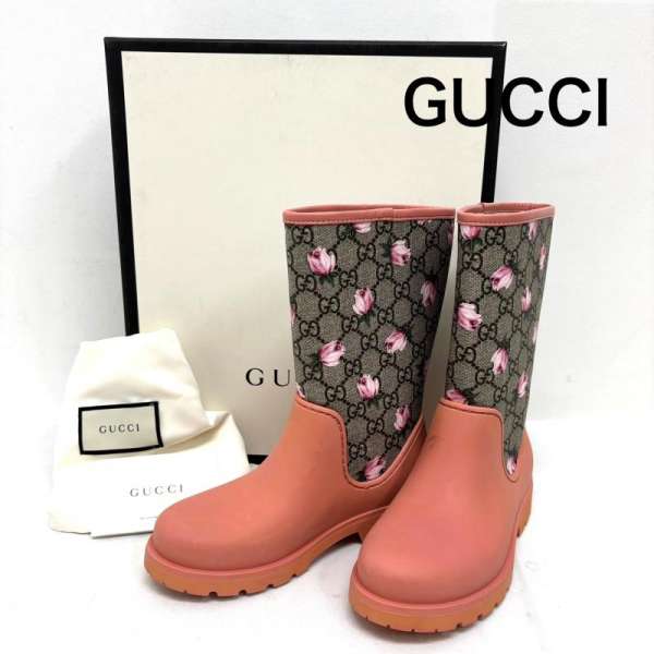 楽天市場】グッチ レインブーツ 37 約24cm 長靴 GG ベージュ