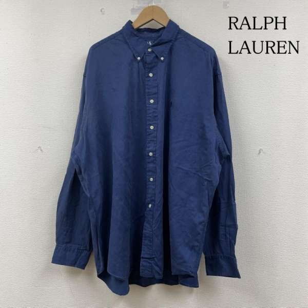 ラルフローレン 90s Blake 長袖 シャツ ポニーロゴ 刺繍 ワンポイント シルク 62% コットン 38％ メンズ XXL ISItems【USED】【古着】【中古】50148945