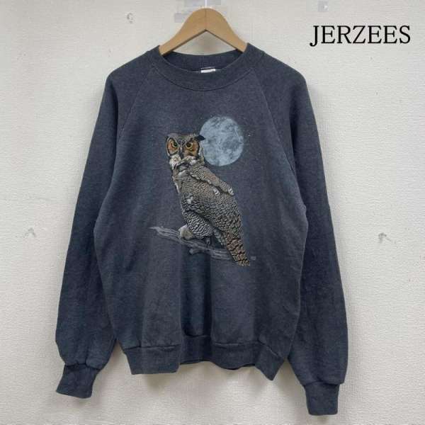 ジャージーズ 80s フクロウ ラグラン スウェットシャツ アニマル VINTAGE トレーナー USA製 メンズ XL ISItems【USED】【古着】【中古】50149230