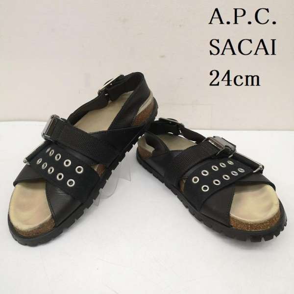 サカイ 21ss A.P.C. コラボ レザー サンダル Jules leather sandals 38 レディース 24.0cm ISItems【USED】【古着】【中古】50149615