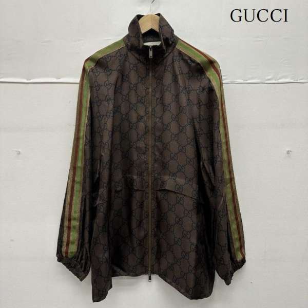 グッチ GGスプリーム ロゴ シルク 100％ ジップアップ ジャケット 625007 XJCL5 メンズ S ISItems【USED】【古着】【中古】50150455