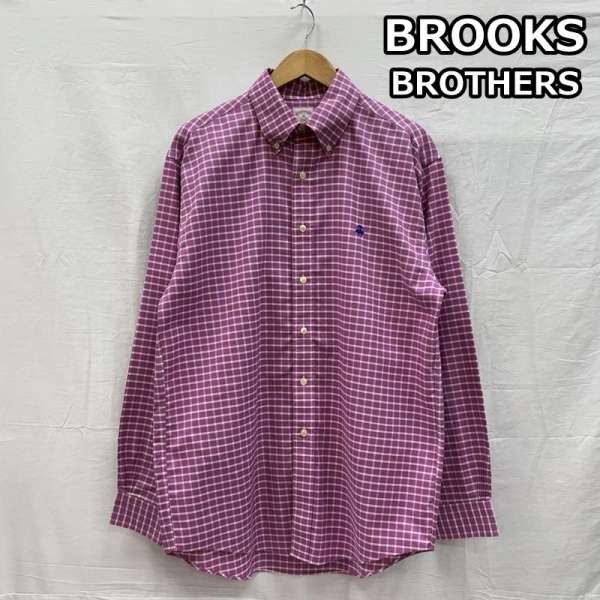 ブルックス ブラザーズ マレーシア製 チェック柄 ビッグサイズ ボタンダウン シャツ メンズ M ISItems【USED】【古着】【中古】50151547