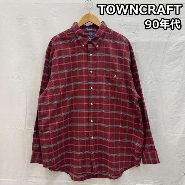 タウンクラフト 90s ロングスリーブ ボタンダウン チェック シャツ ヴィンテージ メンズ XL ISItems【USED】【古着】【中古】50151659
