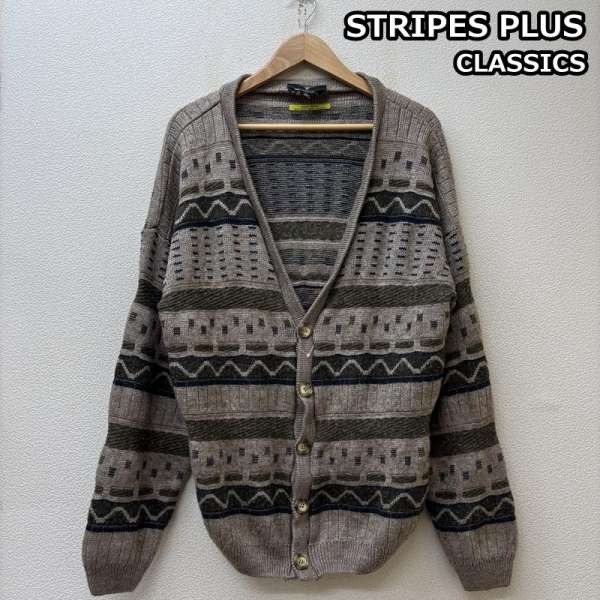 古着 STRIPES PLUS CLASSICS ニュージーランド製 ビンテージ ニット カーディガン 総柄 メンズ XL ISItems【USED】【古着】【中古】50151871