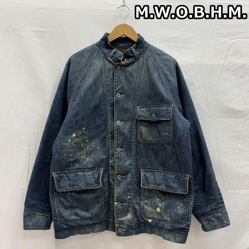 古着 M.W.O.B.H.M. スタンドカラー デニム カバーオール ワーク ジャケット ユーズド加工 メンズ M ISItems【USED】【古着】【中古】50152066