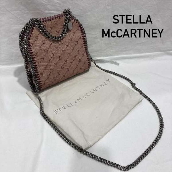 ステラマッカートニー TINY TOTE FALABELLAタイニー トート ファラベラ 391698 W8467 ピンク モノグラム ロゴ キャンバス ショルダーバッグ レディース - ISItems【USED】【古着】【中古】50152091