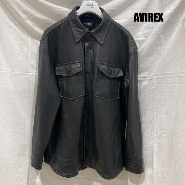 アヴィレックス レザー シャツ LEATHER CPO SHIRT 6111046 羊革 ブラック メンズ XXL ISItems【USED】【古着】【中古】50152193