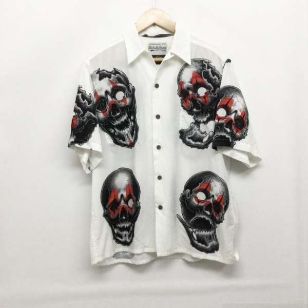 ワコマリア WACKO MARIA ワコマリア 56TATTOO STUDIO HAWAIIAN SHIRTS ハワイアン ドクロ柄 半袖シャツ メンズ S ISItems【USED】【古着】【中古】50152291