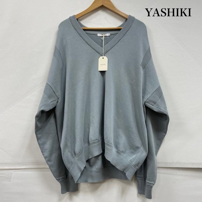 ヤシキ attic 別注 ニット Vネック 日本製 ICE BLUE メンズ 2 ISItems【USED】【古着】【中古】50152308