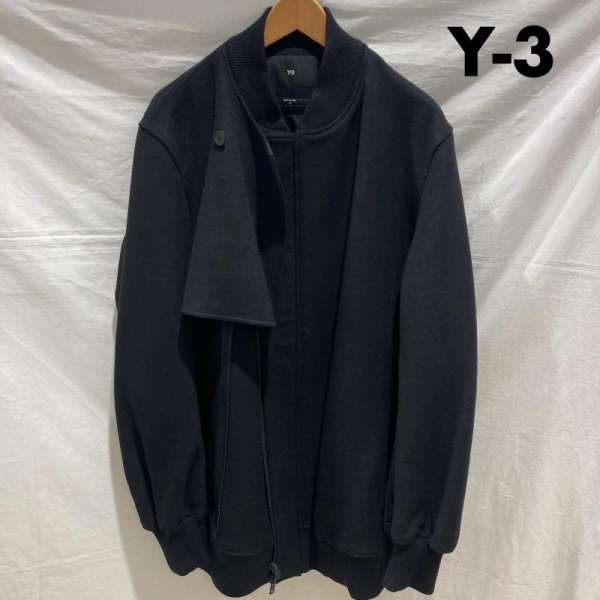 ワイスリー IP5592 WOOL BOMBER JKT ウールボンバージャケット ミリタリー アシンメトリー ダブルジップ 黒 ブラック メンズ L ISItems【USED】【古着】【中古】50152376