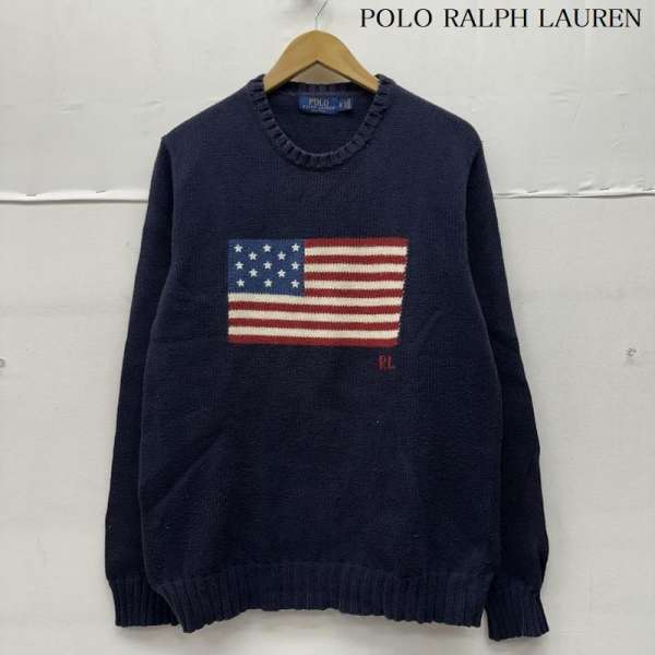 ポロラルフローレン USA製 星条旗 アイコニック フラッグ ニット セーター メンズ XS ISItems【USED】【古着】【中古】50152888