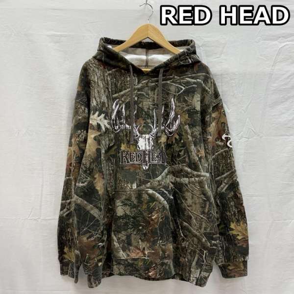 古着 RED HEAD リアルツリーカモフラ 迷彩柄 ロゴ プルオーバー フーディ 裏起毛 パーカー メンズ L ISItems【USED】【古着】【中古】50153025