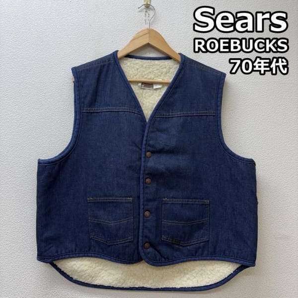 シアーズ 70年代 USA製 デニム 裏ボア ウエスタン ベスト 70s VINTAGE ROEBUCKS メンズ XL ISItems【USED】【古着】【中古】50153278
