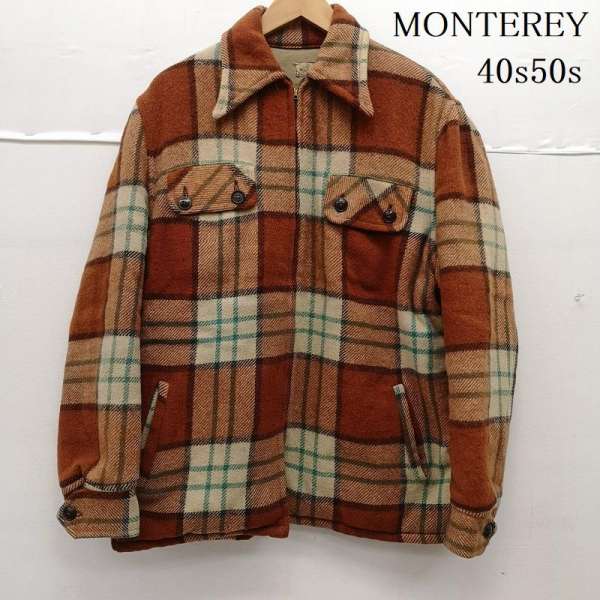 ヴィンテージ 40s 50s MONTEREY バネクラウン ウール チェック スポーツ ジャケット メンズ 表記無し ISItems【USED】【古着】【中古】50153446
