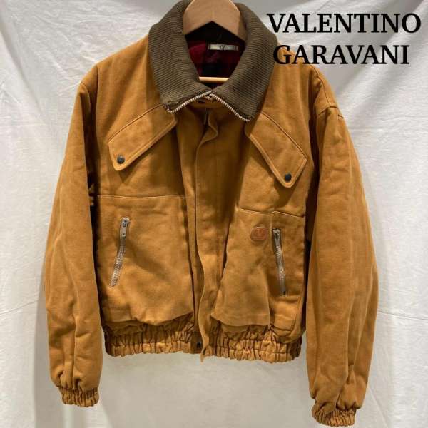 バレンティノ ガラバーニ UOMO 40865 KD10 D-TK634 コットン100% MADE IN ITALY キャメル 裏地チェック柄 レッド ヴィンテージ メンズ 48 ISItems【USED】【古着】【中古】50154564