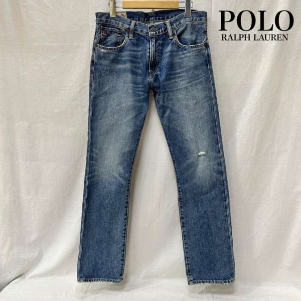 ポロラルフローレン varick slim straight ローライズ ストレートデニムパンツ ダメージ加工 RL 刺繍 メンズ 30 ISItems【USED】【古着】【中古】50154644