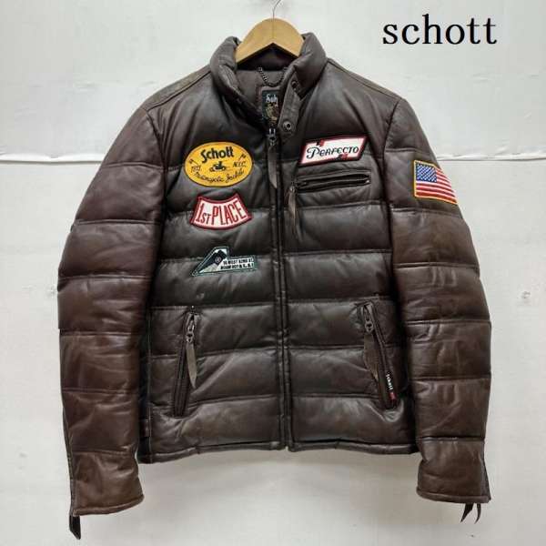 ショット ロゴ ワッペン レザー ダウン ジャケット 317402 メンズ M ISItems【USED】【古着】【中古】50155249