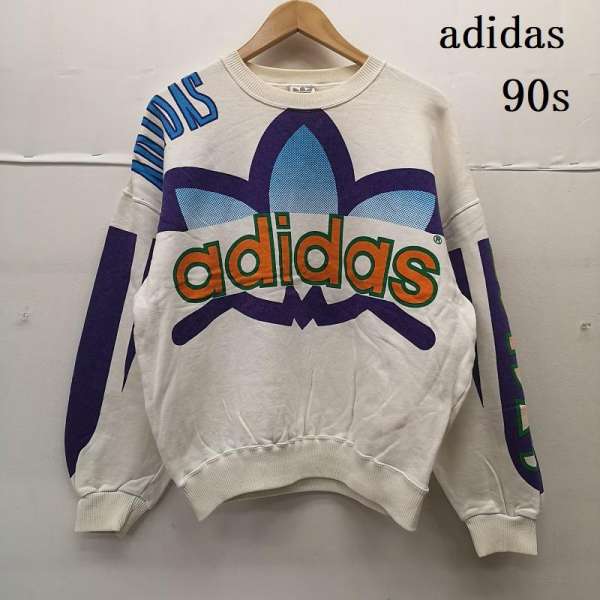 アディダス 90s ビッグロゴタイプ 厚地の外套 刷り上げる 汗水 L【USED】【古着】【中古】50155363