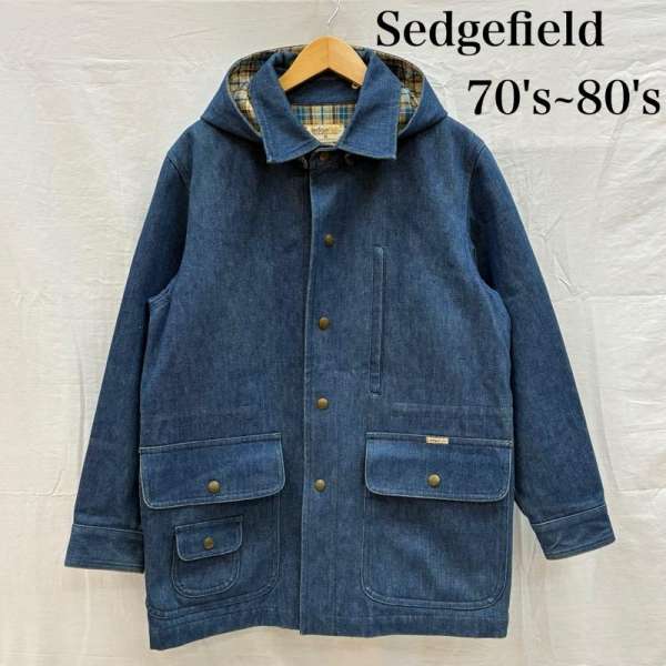 ラングラー sedgefield 70s 80s チェック ライナー デニム ジャケット フーデッド カバーオール パーカー メンズ M ISItems【USED】【古着】【中古】50155994