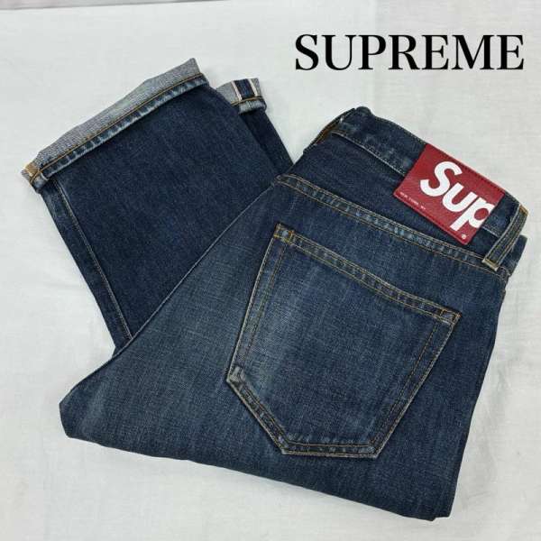 シュプリーム セルビッチ 赤耳 スリム ジーンズ ボタンフライ デニムパンツ USA製 メンズ 30インチ ISItems【USED】【古着】【中古】50156341